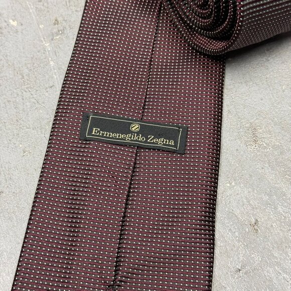 Ermenegildo Zegna Tie Polka Dot 100% Silk Made in Italy Brown/Red 3.5" - Picture 5 of 8